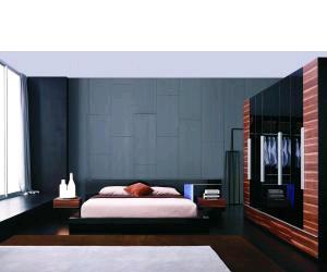 Alaska Night Modern Black Lacquer Bed 