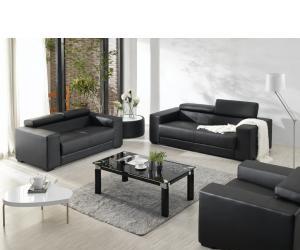 Black Leather Sofa Set