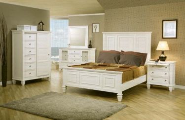 White Veneer Classic Bed Set
