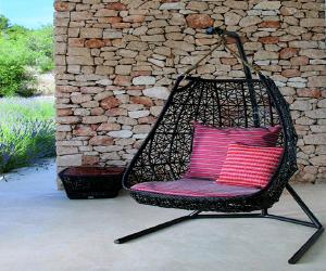 Black Rattan Swing Chair
