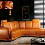 Beige Leather Sectional Sofa