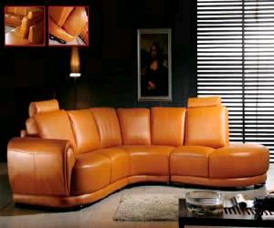 Beige Leather Sectional Sofa