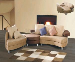 Beige and Brown Contemporary Sectional Sofa