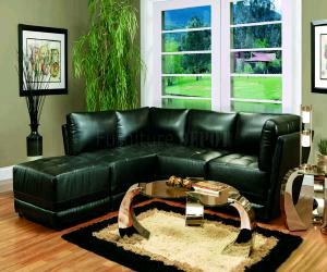 Black Bonded Leather Modern Sectional Sofa