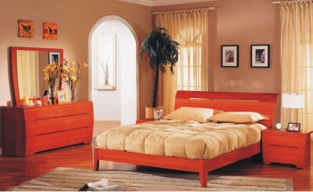 Cherry Finish Modern Bedroom Set