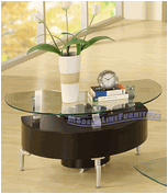 Contemporary Black End Table with Ottoman