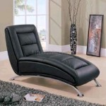 Contemporary Black Leather Chaise Lounger