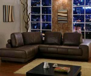 Modern Brown Leather Sectional Sofa