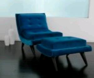 Retro Blue  Accent Chair and  Ottoman