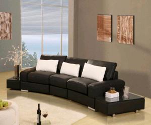 Sectional-Black Leatherette