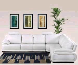 White Sectional With Headrests