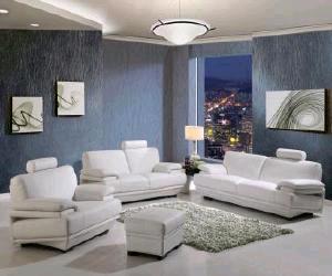 Sheraton White Leather Sofa Set