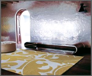 White and  Gold Leaves Rug