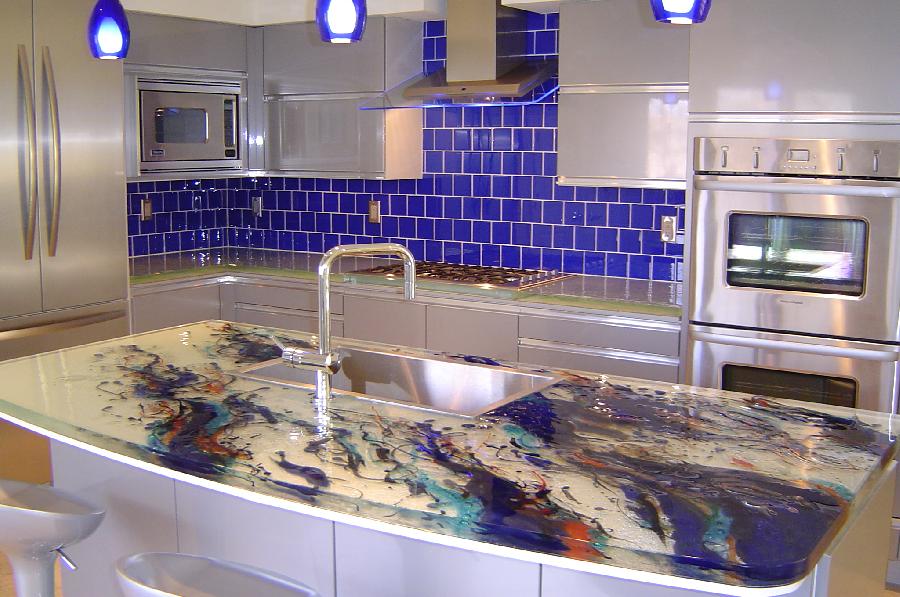 Modern and  retro glass countertop