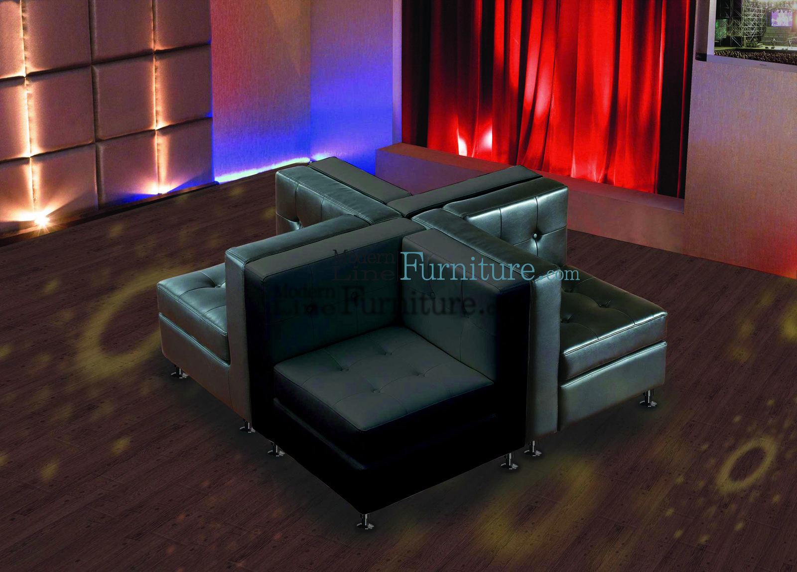 Modern Modular Black Leather Corners