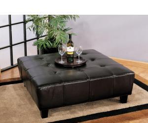 Brown Leather Square Entertainment Ottoman 