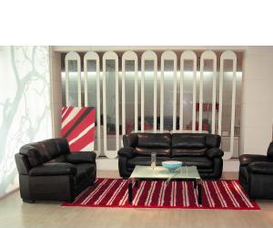 London Modern Black Leather Sofa Set 
