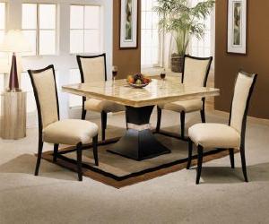 Square Dining Table with Chocolate Travertine