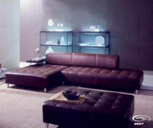 Brown Leather Sectional Set
