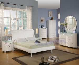 Contemporary Unique White Bedroom Set