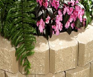 Decorative  Garden with Block Retaining Wall