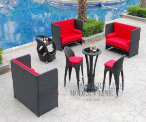 Outdoor Loveseats and Bar Table with Bar Stools