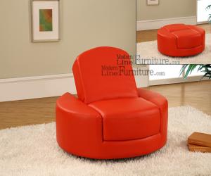 Red Leather Chair and Ottoman
