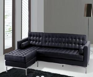Pincushion Leather Sectional Sofa