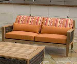 Teak and Wicker Sofa