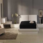 White High Gloss Bed with Lighted Curved Headboard
